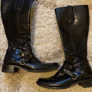 Black leather boots